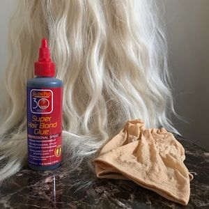 20 inch Blonde Wig with hair glue and caps